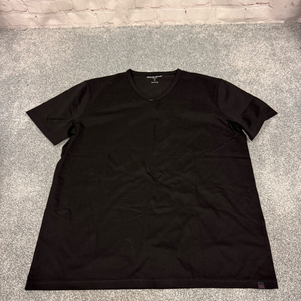 $133 Derek Rose Shirt Mens Medium Cotton Stretch T Shirt Black V Neck